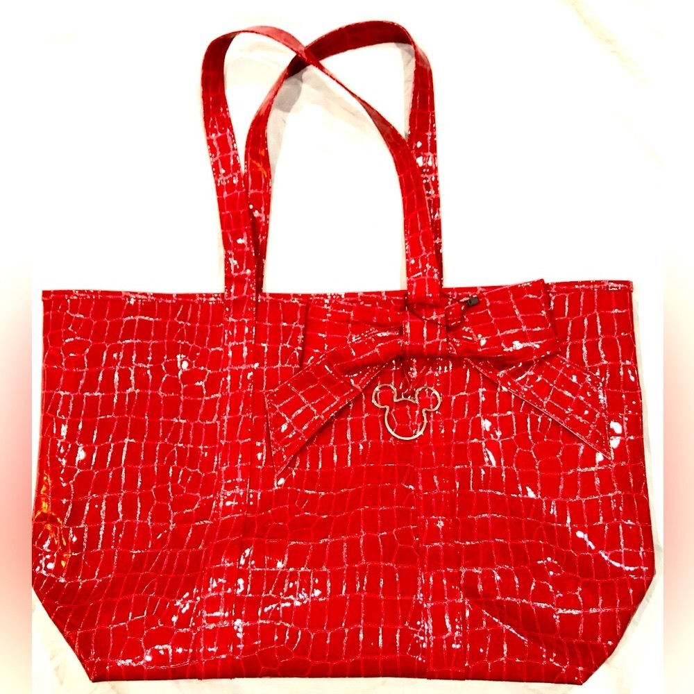 🦋WALT DISNEY WORLD Disneyland Resort large red tote size 21x15 NWOT - Picture 2 of 11